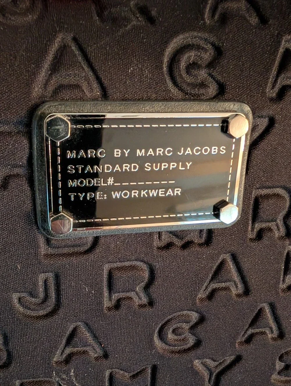 Marc By Marc Jacobs Black Jumbled Letters Padded Laptop Messenger Bag